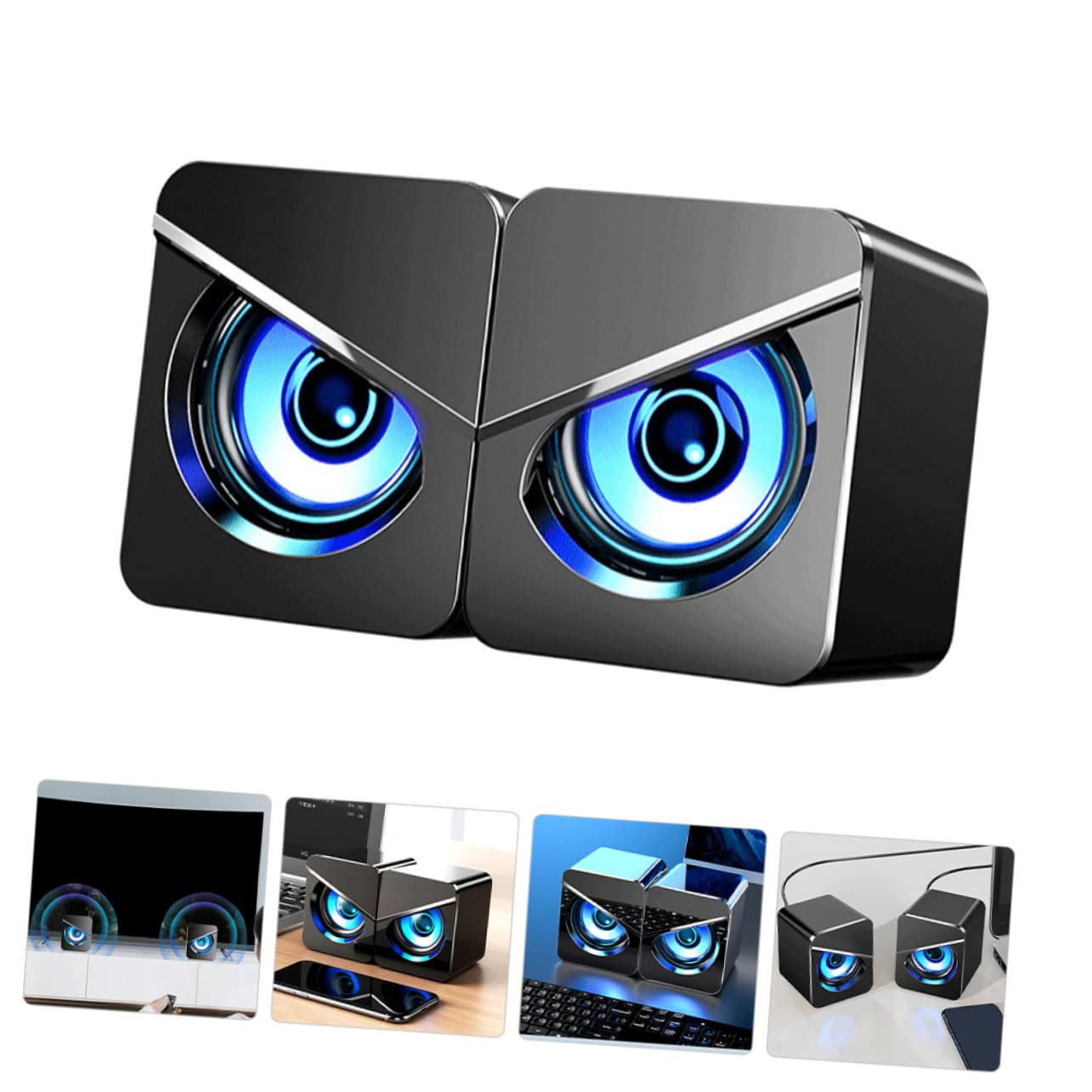 SHINEOFI Altavoces para Computadora de Escritorio 1 Par Negro Abs 3w