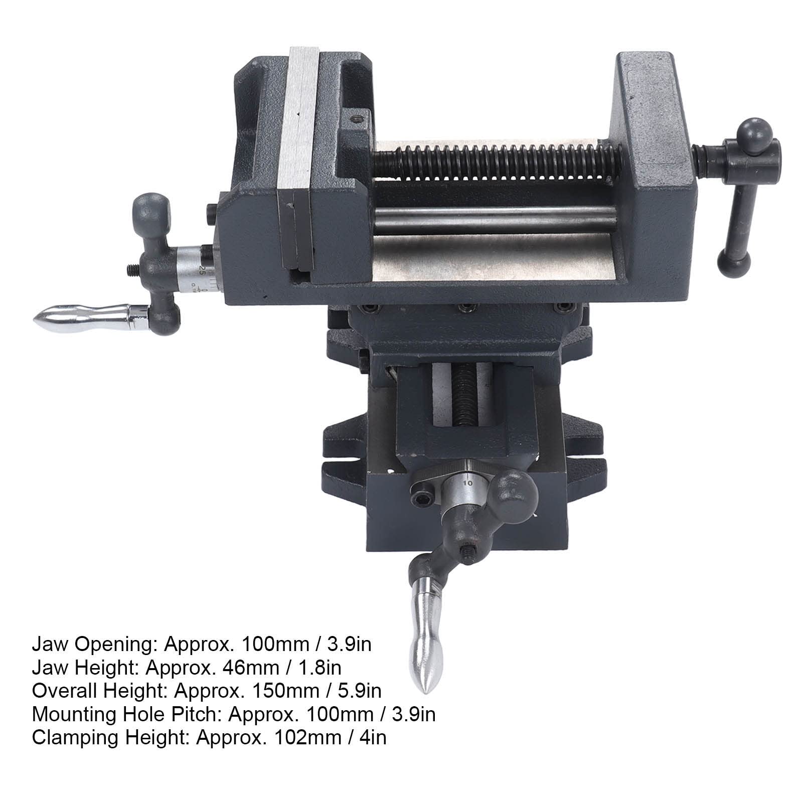 NDNCZDHC Cast Steel Cross Slide Vise, 4in Jaw Width Drill Press Vise, Bench Vise for Industrial Drilling Milling Machine