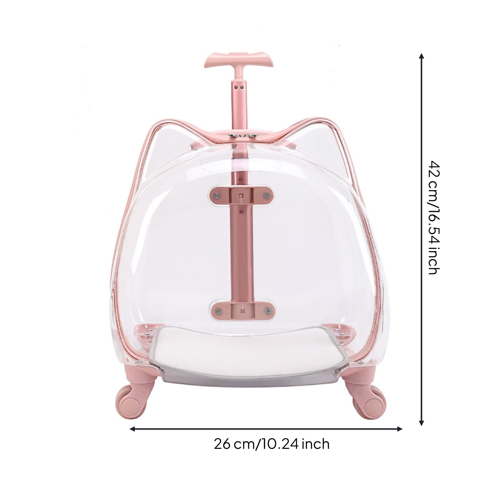 Rollbarer Kleintiertransportbehälter mit -Design Und Sichtfenstern Haustierkoffer mit Reißverschlussöffnung Und Flachem für Ausflüge Und Alltag, Rosa