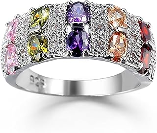 Magnetic Zircon Ring for WomenDetoxing Ring,Moissanite Magnetology Lymphvity Ring,Magnetic Lymphatic Therapy Titanium Ion Moissanite Diamond Ring (Colorful,9)