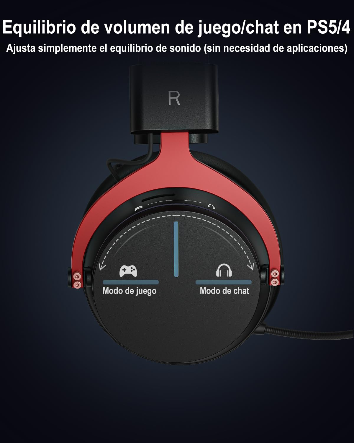 Inwa Auriculares Inalámbricos de Juego con Mezclador Juego/Chat, Baja Latencia 5,8 GHz, Sonido Envolvente 7.1, Almohadillas Proteína, Micrófono Desmontable, Compatible PS5, PS4, PC, Switch