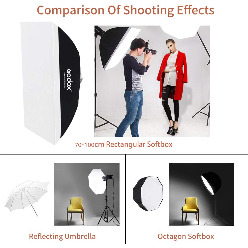 GODOX 70x100cm Rectangular Softbox Bowens Mount para Studio Monolight Flash Retrato Fotografía (SB-BW70X100CM)