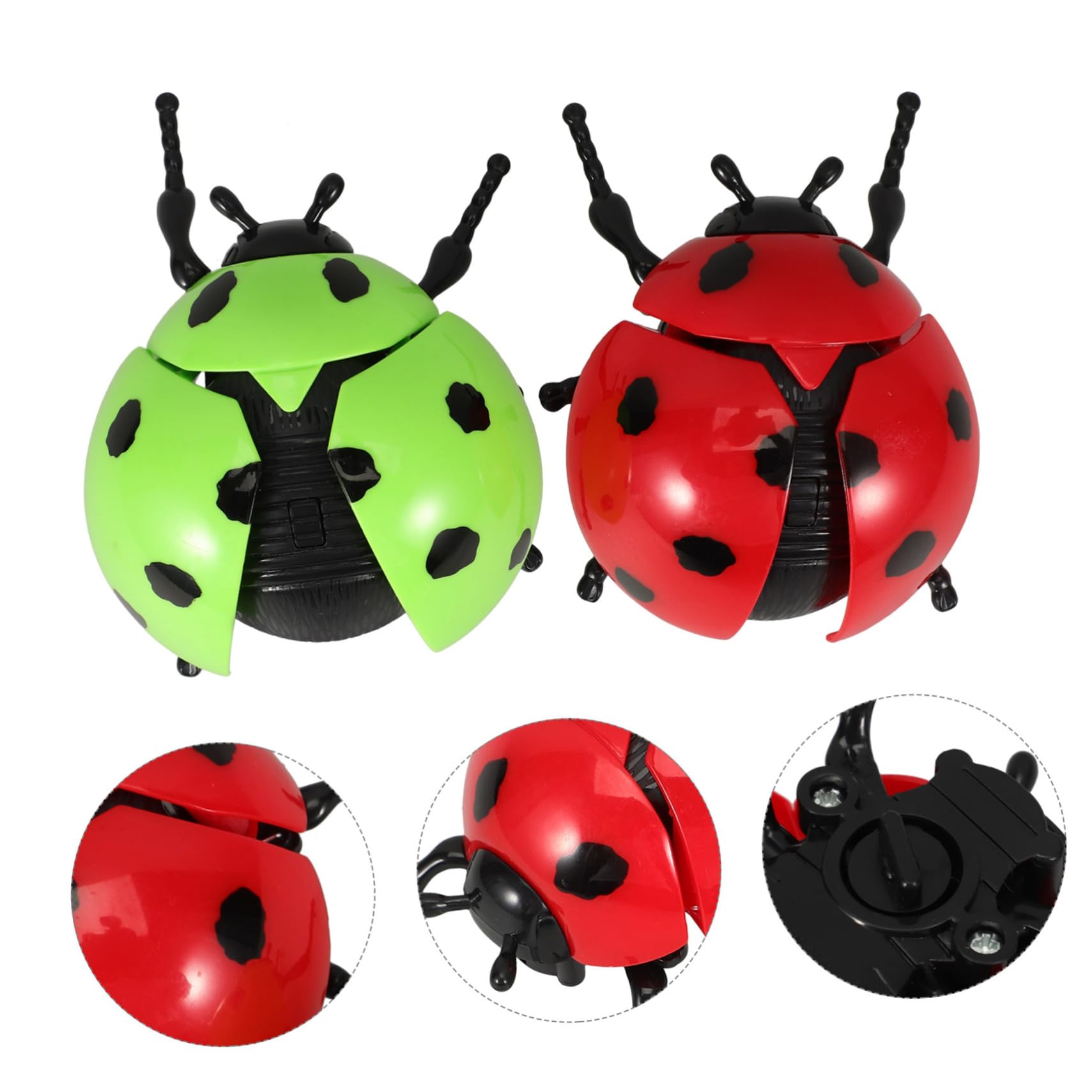 minkissy 2 Giocattoli Educativi da Carica Forma Coccinella Rosso e Verde Realistico e Sicurezza per Stimola Coordinazione e Prescolare