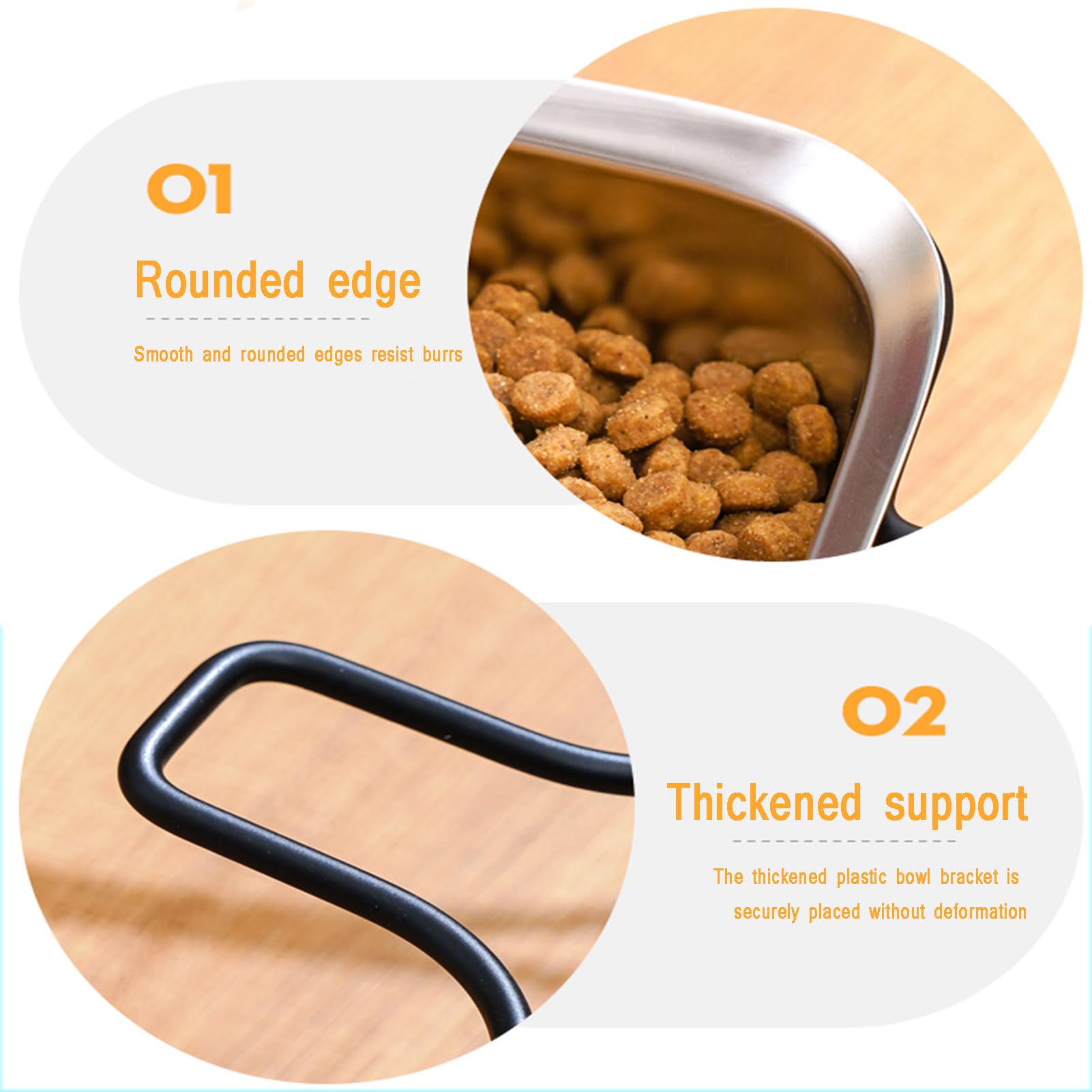 Pochylona miska na karmę dla kota z podniesioną postawą, ochrona szyi, miska dla zwierząt domowych ze stali nierdzewnej dla kotów lub małych psów z metalowym stojakiem, miskami na karmę dla zwierząt