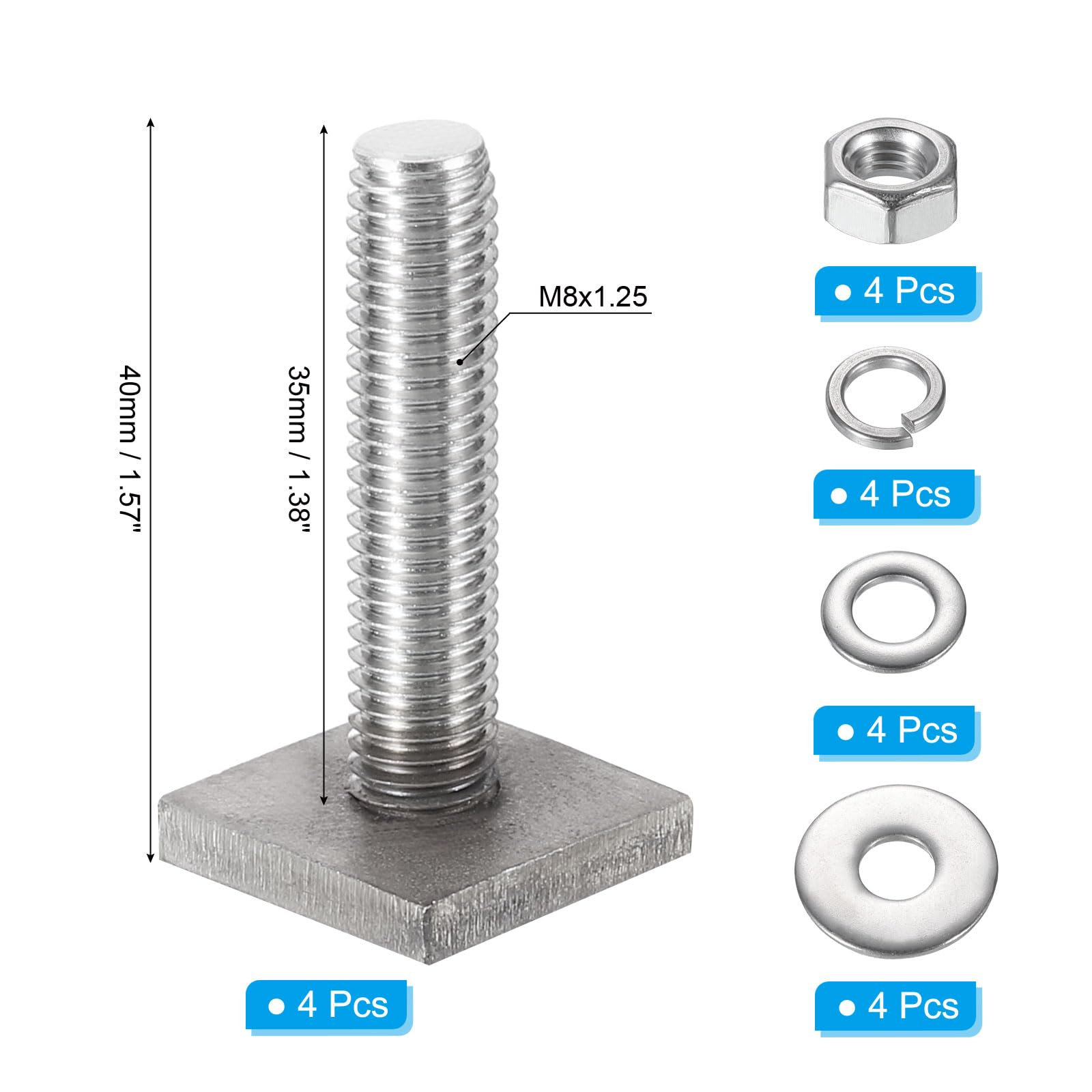 PATIKIL T Slot Bolts M8 x 35mm - Image 2