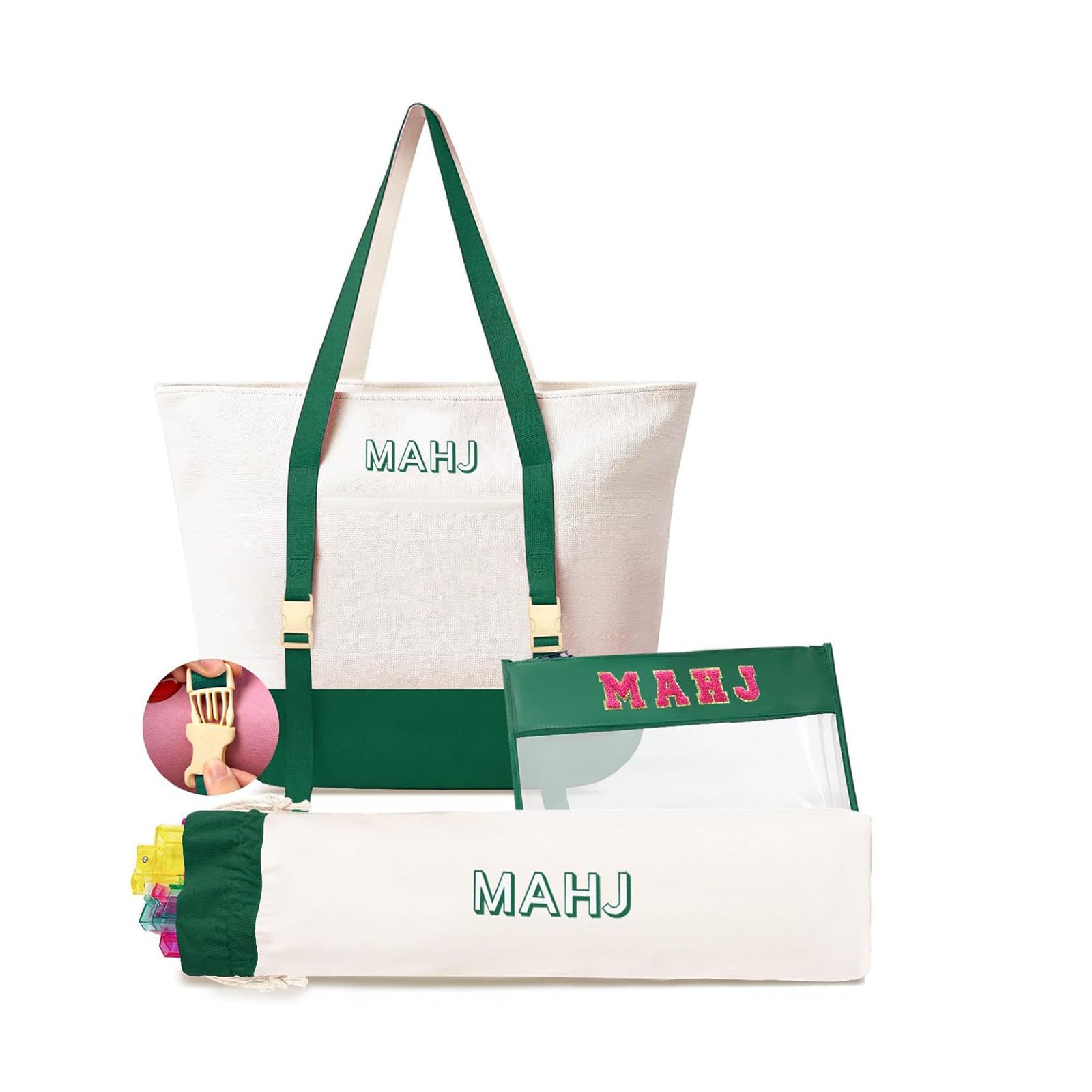 Tsophreniq Stylish Letter Design Mahjong Transport Bags Set of 3 Perfect for Parties and Trips Multipurpose Carryall