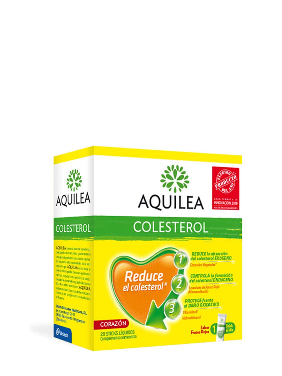 AQUILEA | Colesterol 20 sticks líquidos | Sabor frutos rojos | Complemento alimenticio con levadura roja de y Vitamina E