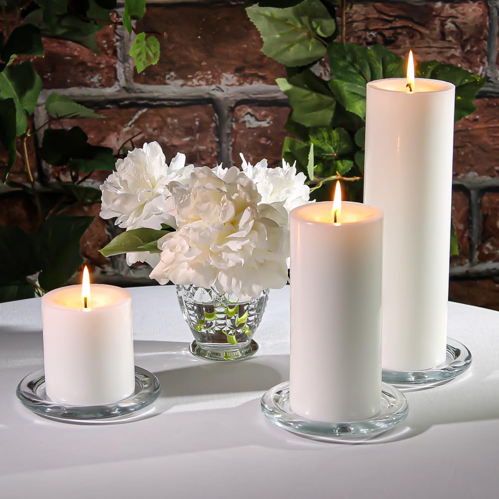 Set of 3 Hand Poured Pillar Candles, White Unscented