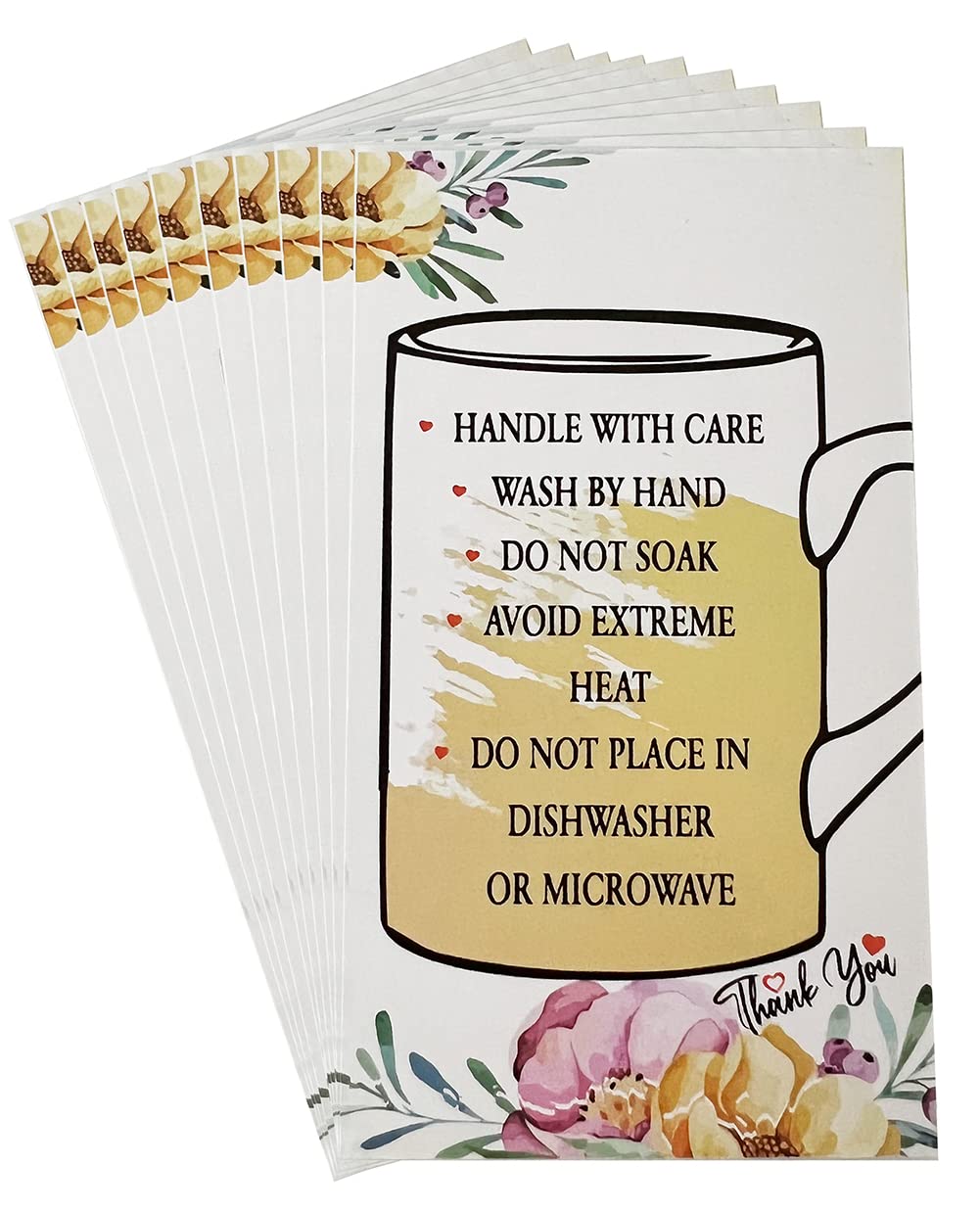 200 Pieces Tumbler Care Instructions Cards, Cup Mug Care Instructions Cards