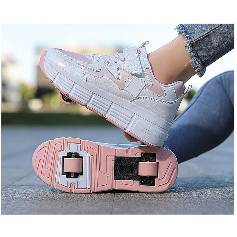 Chaussures À Roulettes Pour Enfants, Patins À Roulettes 2 Roues, Chaussures De Skateboard Avec Roue Arrière Rétractable