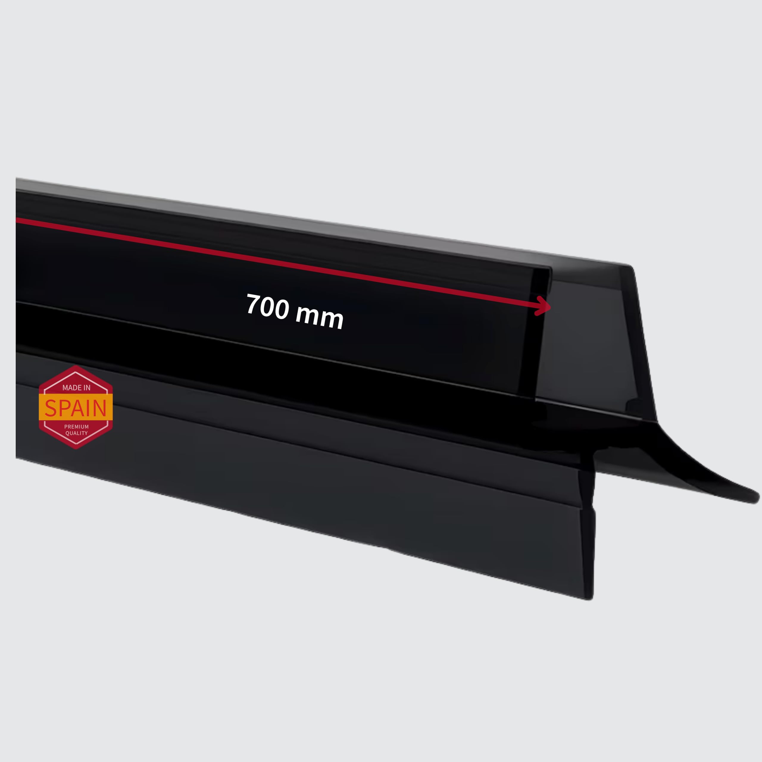 Gedotec Uszczelka do kabiny prysznicowej, czarna, premium uszczelka z bocznym otworem na szybersztyft, 700 mm, grubość szkła 6-8 mm, uszczelka drzwi, PVC, odporna na wodę, uszczelki do kabin