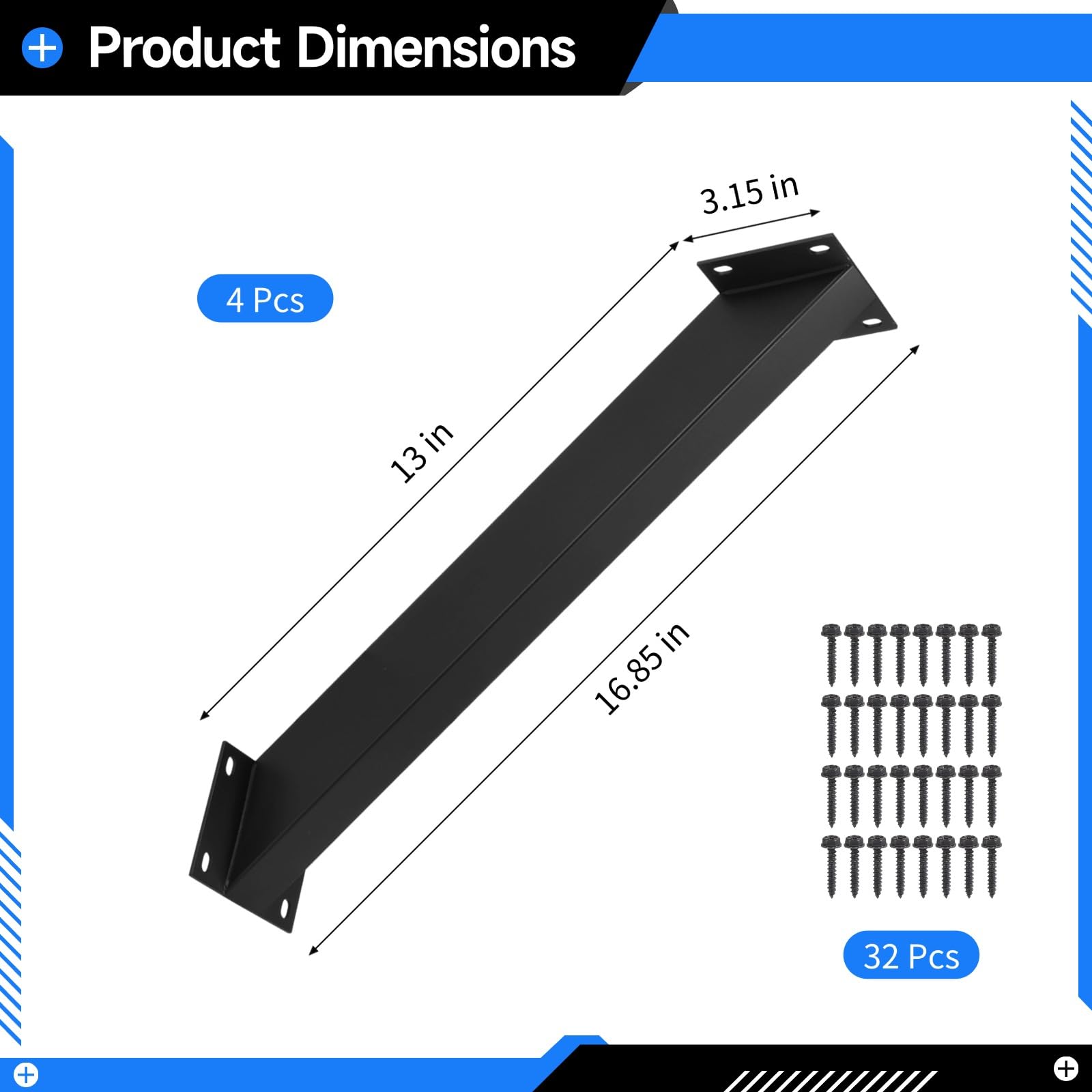 4 staffe di supporto ad angolo di 45 gradi, kit per pergola in metallo, kit di supporto angolare resistente per strutture in legno per gazebo, case sugli alberi, cabine e patii, include viti, facile