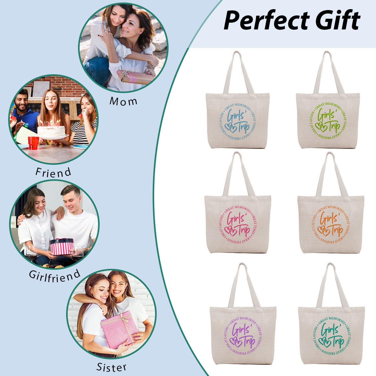 4 PCs 5 Pcs 6 Pcs Friend Trip Gifts Favors, 2026 Friendship Gifts, Tote Bag with Inner Porket Weekender Bags for Women