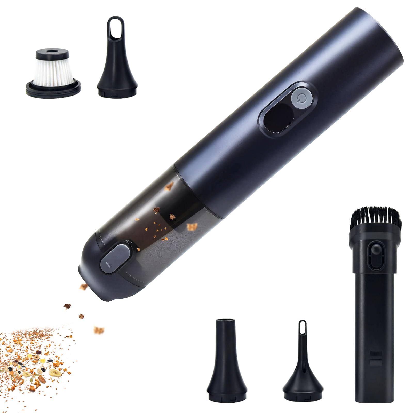 AEXME Cordless Car Vacuum Cleaner, 4-in-1 Mini Handheld Vacuum with Blower/Inflator/Deflator, 14kPa Suction, 2 Modes, Type-C Rechargeable for Car, Desk, Keyboard