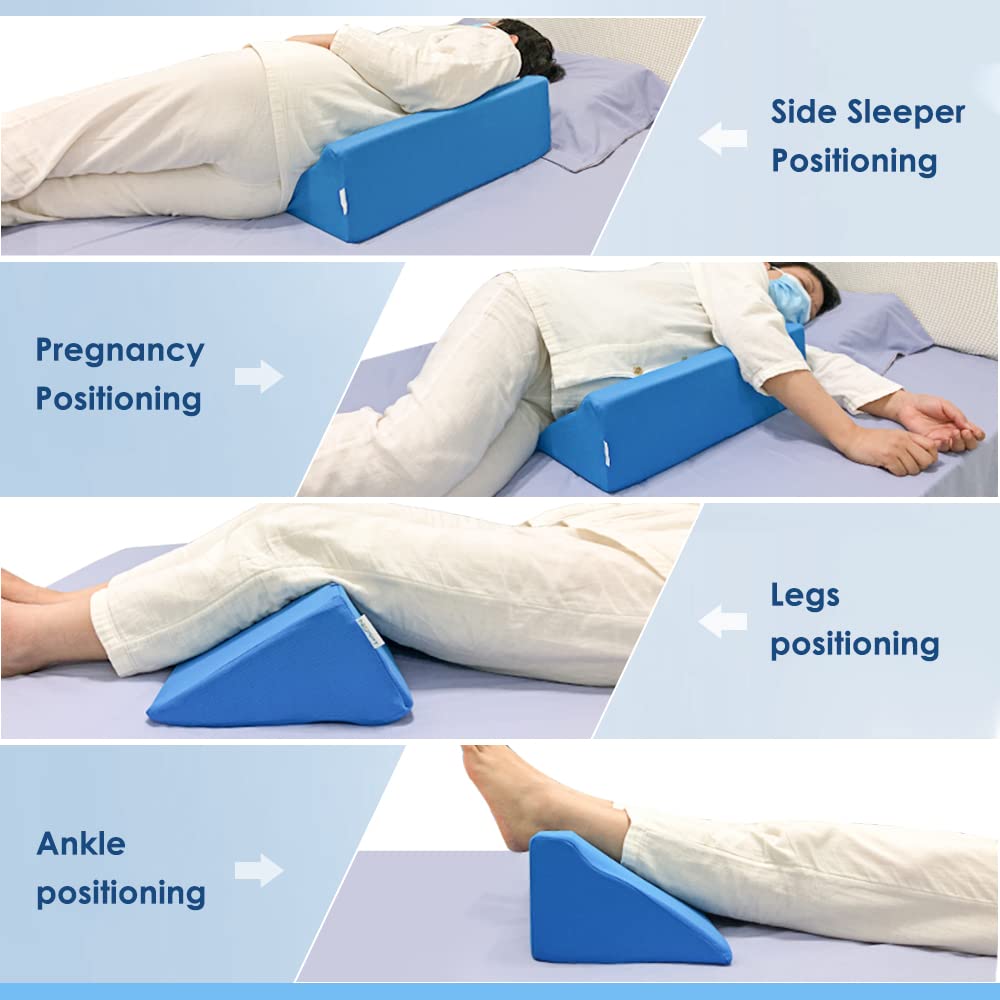 Almohadas de cuña para Dormir de Espuma de Cama, cuñas de posicionadores corporales, Almohada de inclinación de 30 Grados para Adultos (1 Almohada + 2 Fundas)