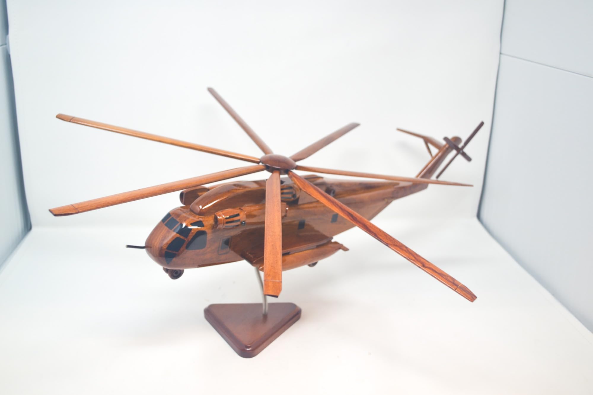 - CH53 Sea Stallion Helicopter Wood Model - Hand Crafted Solid Mahogany with High-Gloss Finish