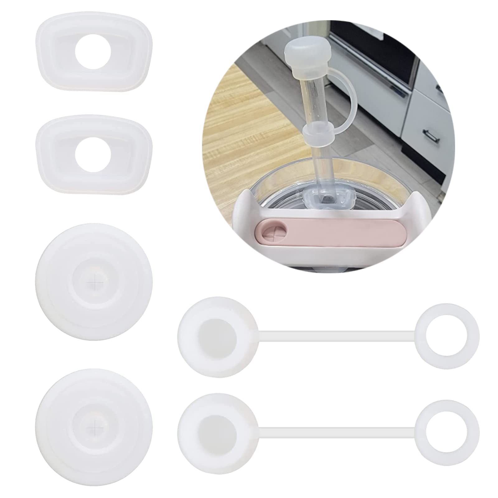 SZFUDIGO Stanley Tumbler Accessories Set (2 sets)，Compatible with Stanley Cup 1.0 40oz/ 30oz Silicone Spill Proof Stopper Set (FDG-SZ)