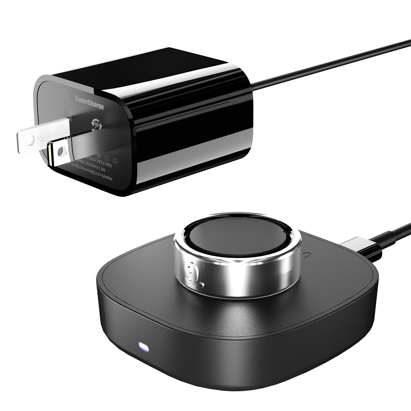 Chargeur pour Oura Ring Gen4 élégant de Taille 8 finition Noir mat premium