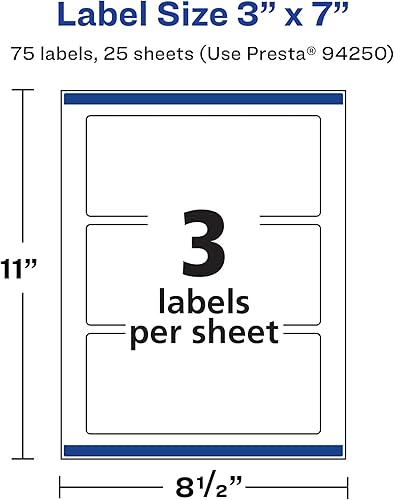 Miniatura 5 de Avery Etiquetas rectangulares resistentes al agua, tecnología Sure Feed, 3 x 7 pulgadas, 75 en total, etiquetas impermeables resistentes al aceite y