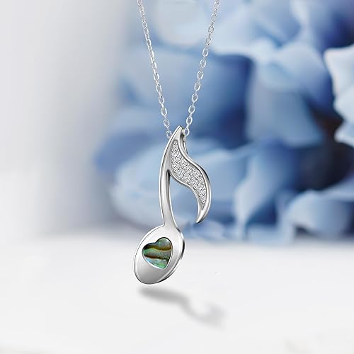 Miniatura 2 de Collar de plata de ley 925 con colgante de nota musical, regalo de joyería musical para mujeres, amantes de la música, Plata esterlina, Circonia