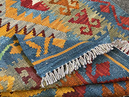 Kilim afghan oriental multicolore 124x81 cm tapis tissé main - 6