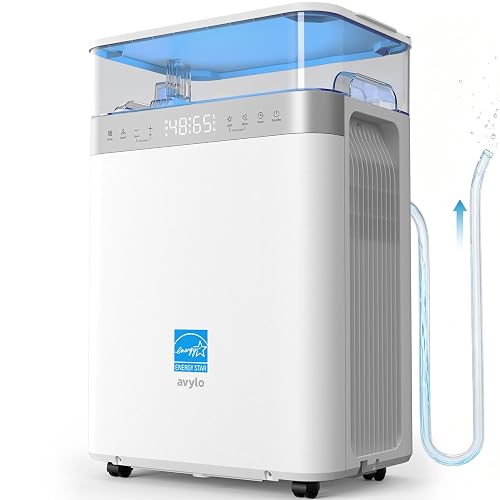 avylo Dehumidifier for Basement with Pump and Hose (White)
