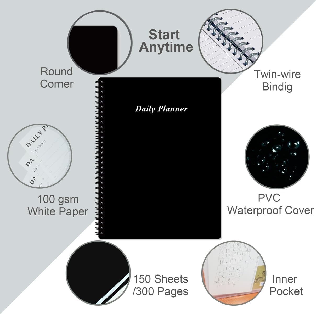 Daily Planner Undated - 80 Days Day To Do List Notebook With Hourly Schedules, 5.9"x 8.6 - View #9