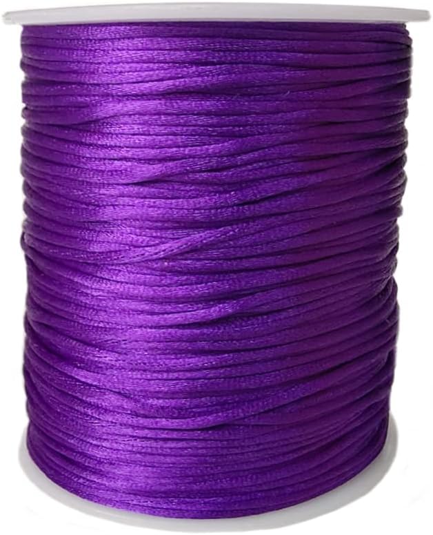 Paybous 1.5 mm x 110 Yards Nylon Satin Cord Beading Braided Thread String for Chinese Lucky Knotting Rattail Macrame Necklaces Bracelets Jewelry Making (Purple)