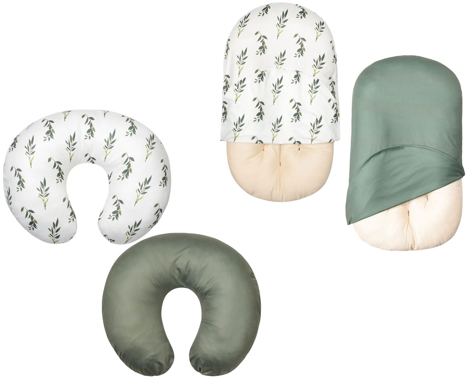 Little Jump Baby Lounger Cover and Nursing Pillow Cover for Boys & Girls, Olive Branches