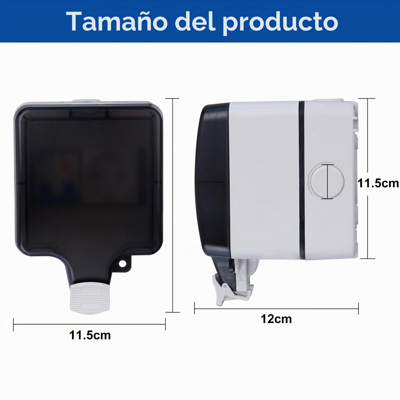 Caja Distribucion Electrica Montada En Superficie, Cuadro Electrico Premontado con Protección Contra Fugas 16A y Enchufe, Caja de Distribución Impermeable IP66|4 Módulos