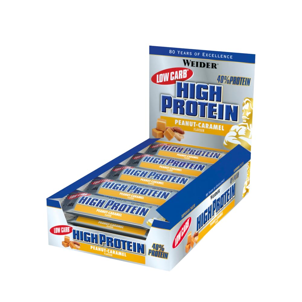 Weider | 40% Protein Bar Low Carb (24x50g) | Barres low carb | 20 g de protéines - Peanut Caramel