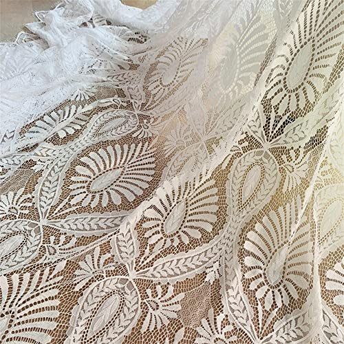 300Cmx150Cm Thich Lace Fabric French Chantilly Eyelash Lace Fabrics Lace Trim Ribbon For Floral Bridal Wedding Dress Flower African Lace Table Cloth Diy Crafts Curtain Home Vintage Decor (Off White) #TOP2