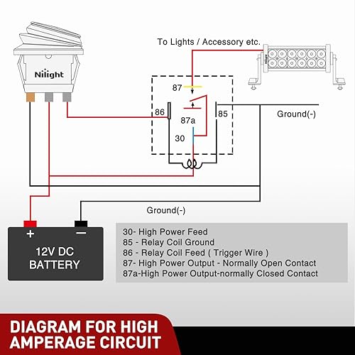 Miniatura 5 de Nilight 5 interruptores basculantes redondos impermeables con soporte de interruptor de arnés de cableado de 12 V 24 V LED azul iluminado encendido