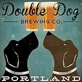 Buyartforless Double Dog Brewing Co Portland Black Labradors by Ryan Fowler 12x12 Beer Signs Dogs Labrador Animals Art Print Poster Vintage Advertising