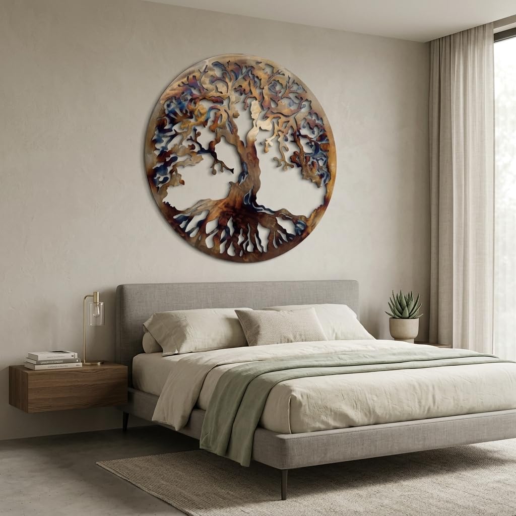 Baum des Lebens, der Wärme, Farbigen 90 cm Metall Wanddekoration,