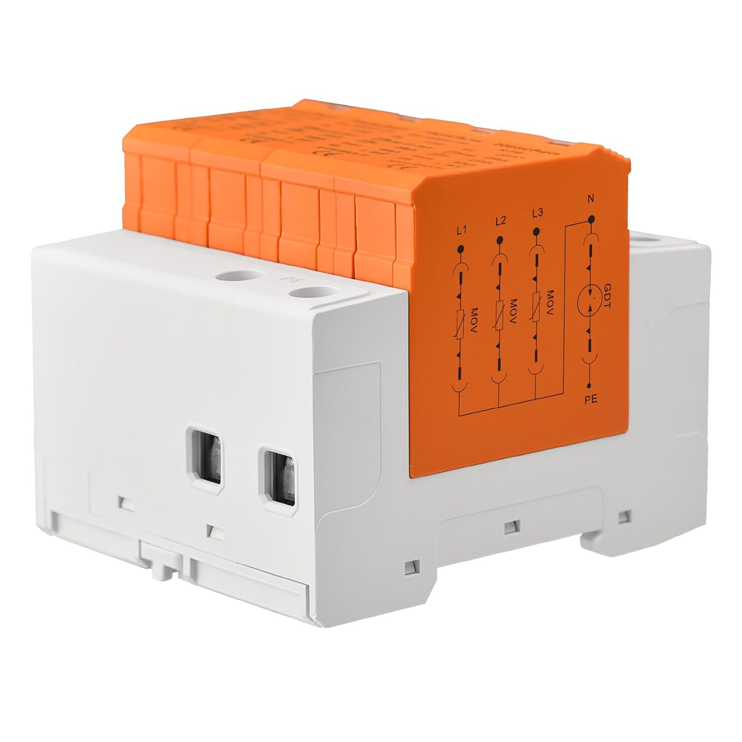 Heschen Surge Protective Device SPD, HS-15T, 3+N-PE 275VAC, T1+T2 Type, Fire-Proof, Low-Voltage Arrester, 35mm DIN Rail Mounting