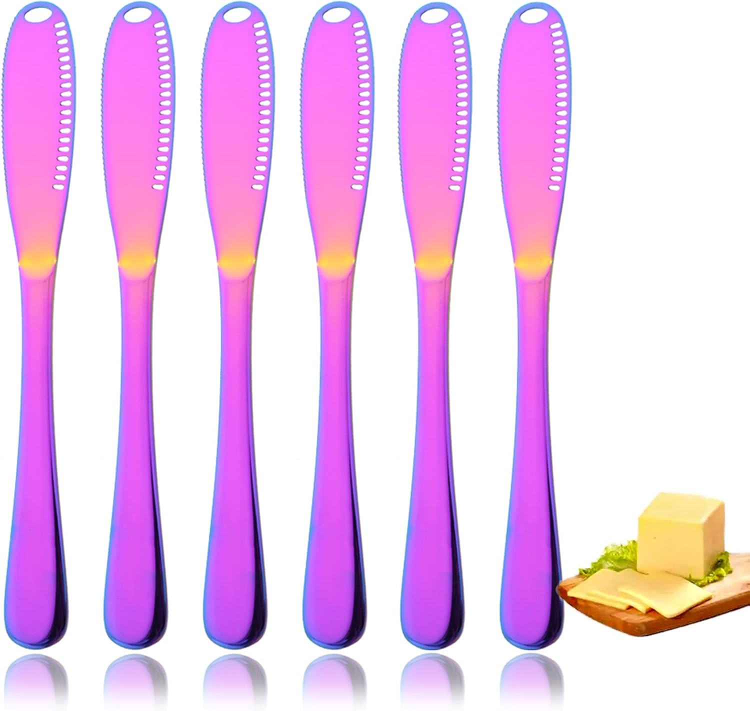 JASHII 6pieces Rainbow Stainless Steel Spreader Knife