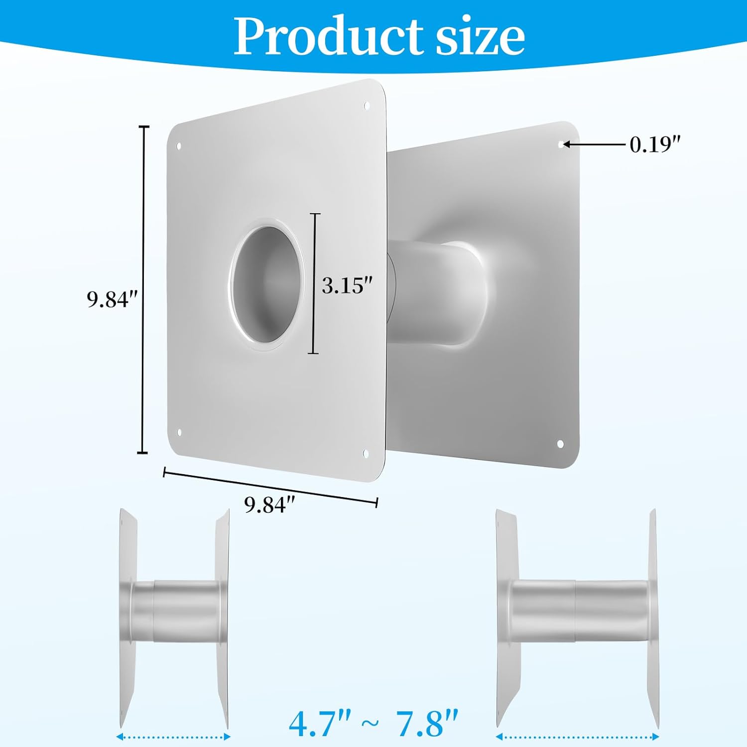 3.15'' Stainless Steel Vent Wall Thimble for Gas Tankless Water Heater, Double Wall Thimble Pipe Ventilation Design, Retractable Length from 4.7" to 7.8"