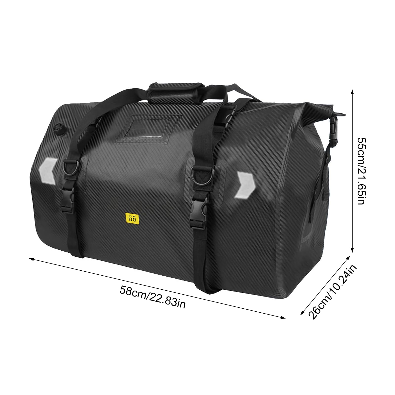 Aoresac Torba na Bagażnik Motocykla materiał powierzchniowy. Przestronne Miejsce do Przechowywania na wycieczki. PVC 40L (66L)