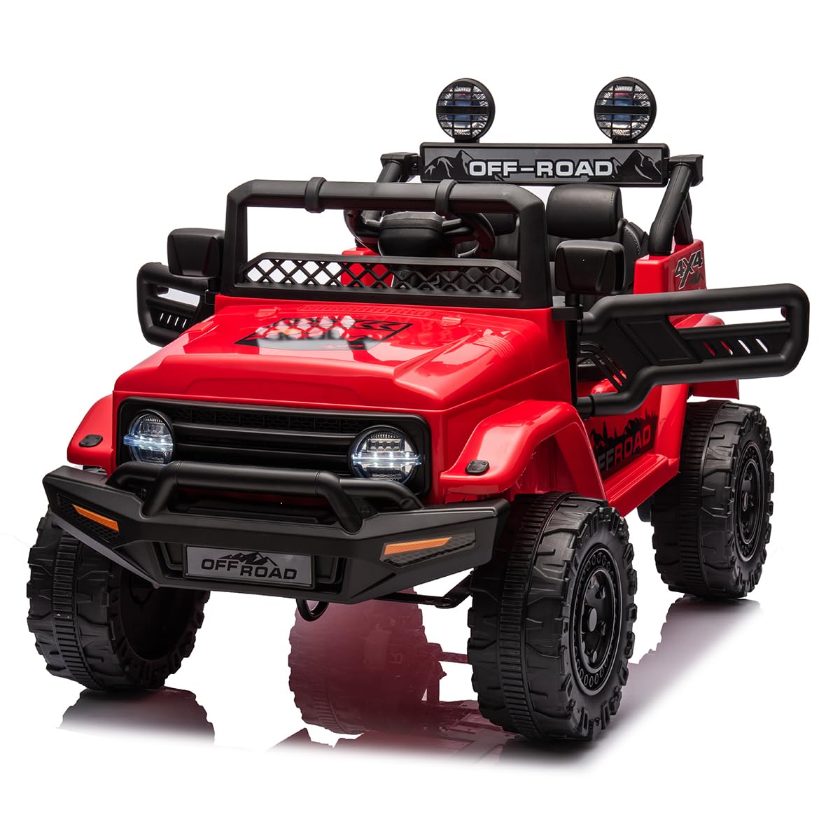 Garvee 12V Voiture Électrique pour Enfants, Véhicule Électrique Enfant avec Suspension à Ressort, Télécommande, LED, 3 Vitesses pour Enfants 3+ Ans (Rouge)