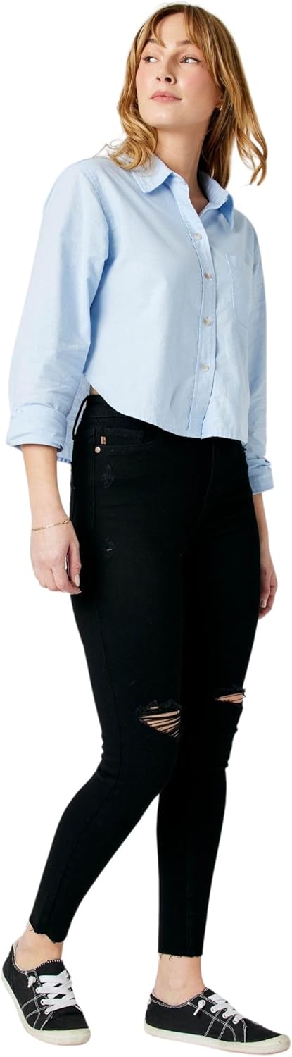 Judy Blue Women's High-Rise Heavy Destroy Raw Hem Skinny Jeans 88562 - Image 6