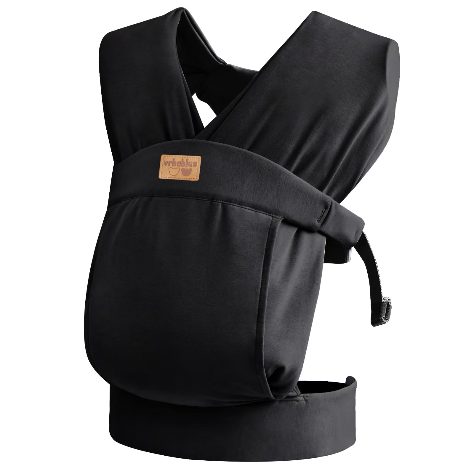 vrbabies Babytrage für Neugeborene ab Geburt Extra Weich, Bauchtrage Baby-Tragetasche Ergonomisch (Schwarz)