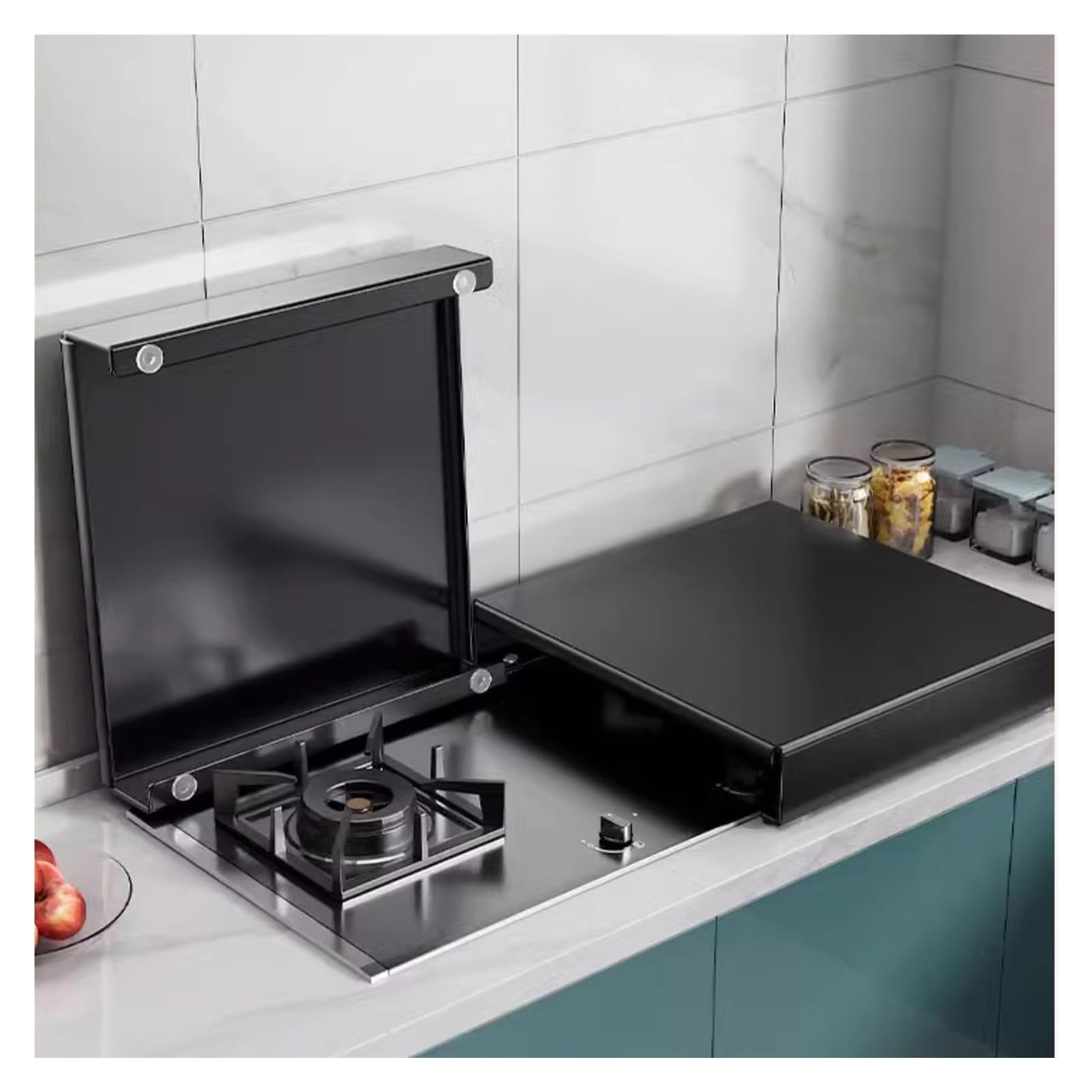 Coperture superiori per fornelli a gas – Fondo piegato a forma di L con tappetino antiscivolo per bancone, lavello e camper, protezione durevole per superfici di cottura e facile pulizia