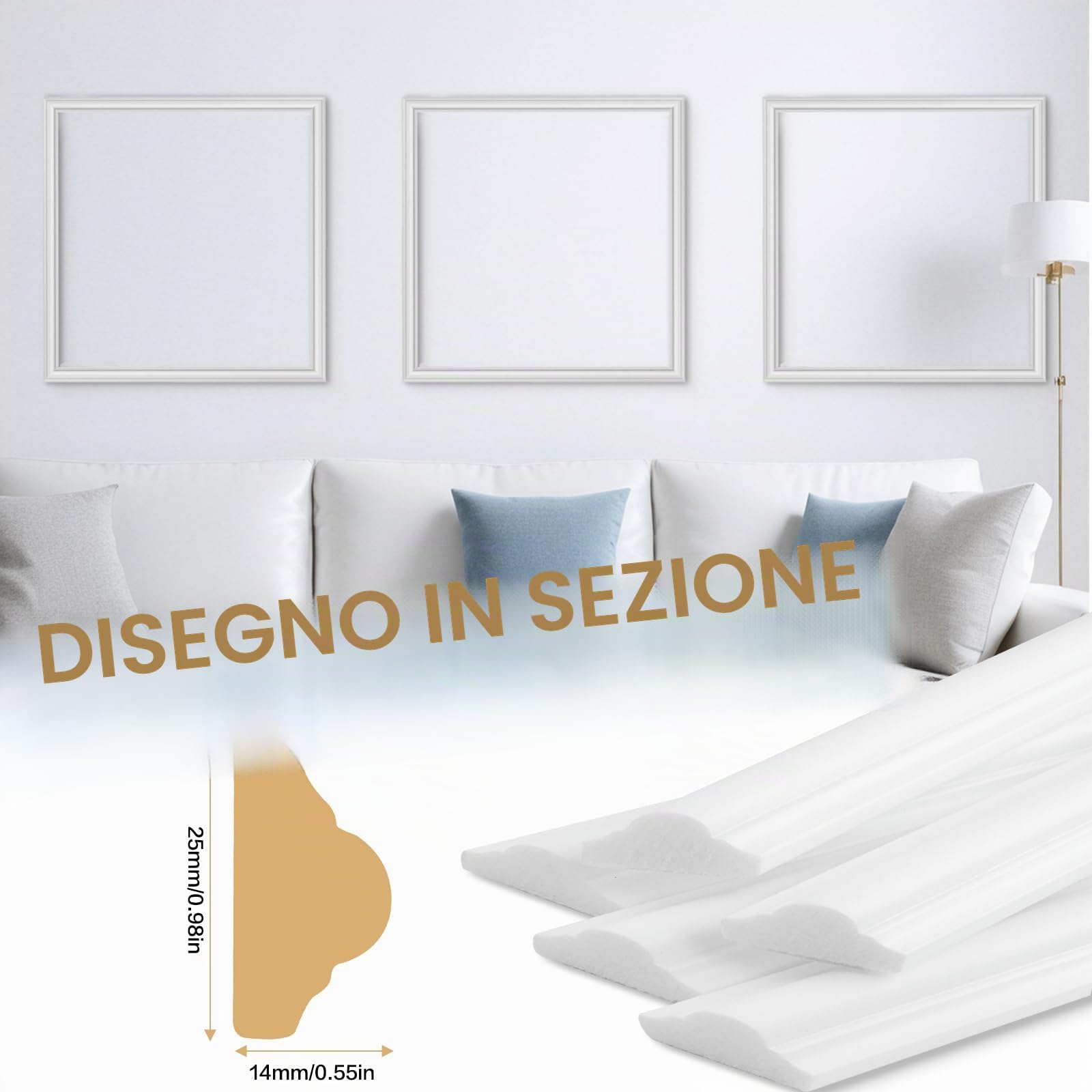 Modanatura da parete, Modanatura per Binari per Sedie per Pannelli per Decorare Cornici di Porte e Pareti