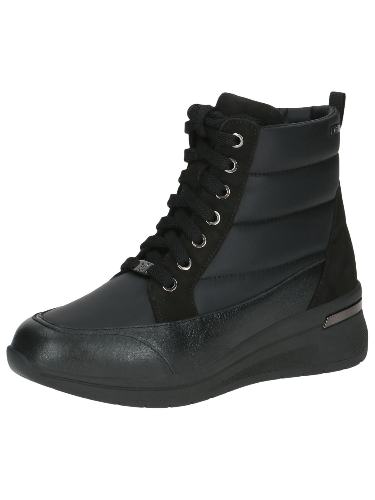 CAPRICE Comfort Women's high-top sneakers lined lace-up water-repellent, Black (Black Comb), 3.5 UK