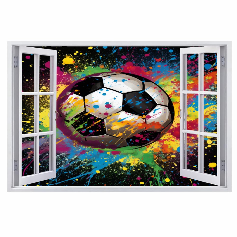Adesivi 3D per decorazioni murali distrutti Calcio Adesivo da parete Arte Astratta Dei Graffiti Tatuaggio da parete per la decorazione della parete della cameretta dei bambini 120x80cm