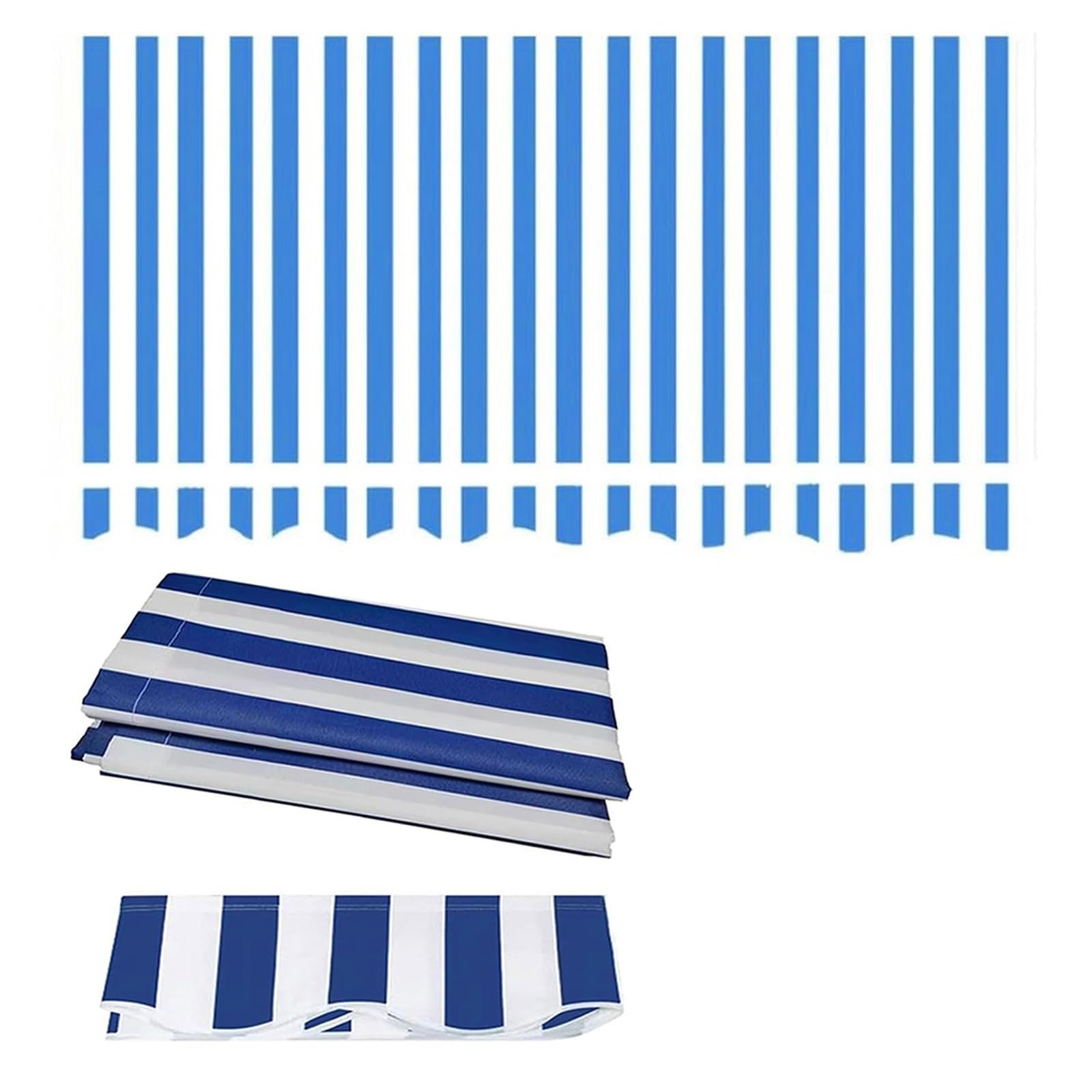 Tessuto di Ricambio per Tenda da Sole Retrattile, Telo di Ricambio con Balze Tenda da Sole A Righe Tessuto di Ricambio per Tenda da Sole Impermeabile