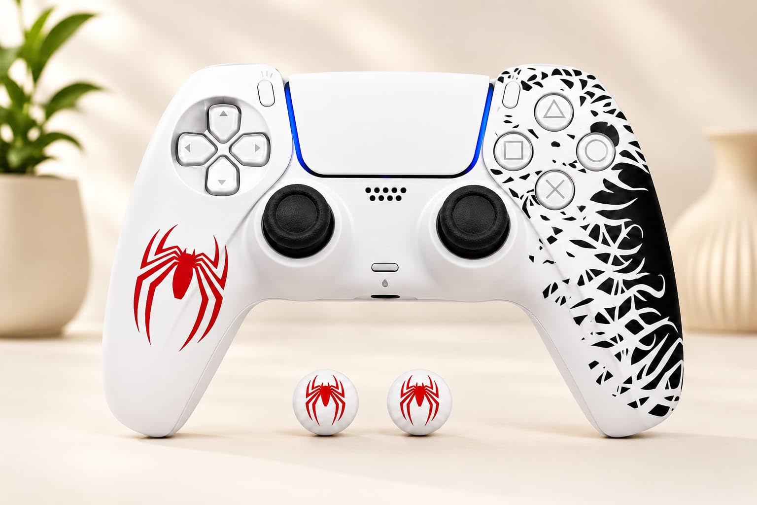 GET IN THE GAME PS 5 Controller Silicone Cover with Thumb Grips CAPS. Anti-Slip Protective CASE Compatible with PS 5 Controllers - White.-image-9