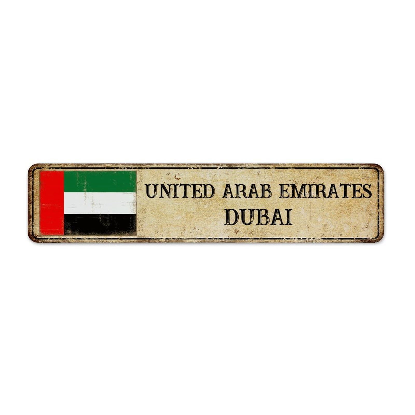 Autravelco Style-4 United Arab Emirates Dubai 4X18 Inch Metal Tin Sign Funny Novelty Bathroom Dining Room Office Man Cave Decor Garage Signs National Country Souvenir Road Aluminum Metal Sign For Bedroom