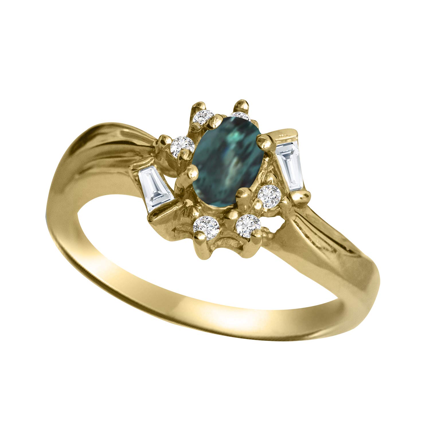 Natural Alexandrite Diamond Ring in 14 K Yellow Gold